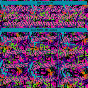 Custom Graffiti Pattern Pink Black-Lakes Blue 3D Grunge Art Authentic Basketball Jersey