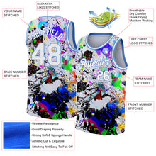 Laden Sie das Bild in den Galerie-Viewer, Custom Graffiti Pattern White-Light Blue 3D Grunge Art Authentic Basketball Jersey
