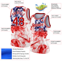 Load image into Gallery viewer, Custom White Red 3D American Flag Fashion Authentic Basketball Jersey
