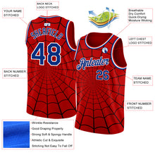 Load image into Gallery viewer, Custom Red Royal-White 3D Pattern Design Spider Web Authentic Basketball Jersey
