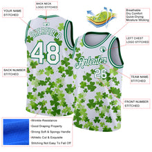 Laden Sie das Bild in den Galerie-Viewer, Custom White Kelly Green 3D Pattern Design St. Patrick&#39;s Day Authentic Basketball Jersey

