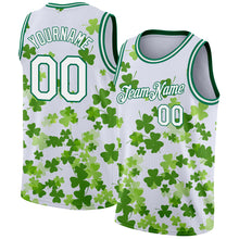 Load image into Gallery viewer, Custom White Kelly Green 3D Pattern Design St. Patrick&#39;s Day Authentic Basketball Jersey
