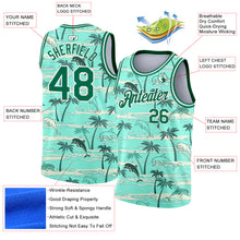 Laden Sie das Bild in den Galerie-Viewer, Custom Teal Kelly Green-White 3D Pattern Tropical Hawaii Palm Trees Authentic Basketball Jersey
