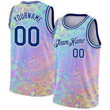 Загрузить изображение в средство просмотра галереи, Custom Pink Royal-White 3D Pattern Design Leopard Print Authentic Basketball Jersey
