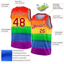 Load image into Gallery viewer, Custom Red White 3D Pattern Design Rainbow For Pride Month Love Is Love LGBT Authentic Basketball Jersey
