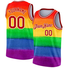 Laden Sie das Bild in den Galerie-Viewer, Custom Red White 3D Pattern Design Rainbow For Pride Month Love Is Love LGBT Authentic Basketball Jersey
