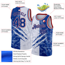 Load image into Gallery viewer, Custom Graffiti Pattern Royal-Red 3D Scratch Authentic Basketball Jersey
