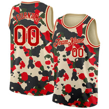 Load image into Gallery viewer, Custom Camo Red-Cream 3D Authentic Salute To Service Basketball Jersey
