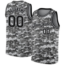 Load image into Gallery viewer, Custom Camo Black-Gray 3D Authentic Salute To Service Basketball Jersey
