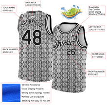 Laden Sie das Bild in den Galerie-Viewer, Custom Black White 3D Pattern Design Snakeskin Authentic Basketball Jersey
