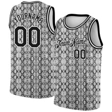 Laden Sie das Bild in den Galerie-Viewer, Custom Black White 3D Pattern Design Snakeskin Authentic Basketball Jersey
