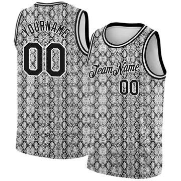 Custom Black White 3D Pattern Design Snakeskin Authentic Basketball Jersey
