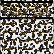 Laden Sie das Bild in den Galerie-Viewer, Custom White Black-Old Gold 3D Pattern Design Leopard Print Authentic Basketball Jersey
