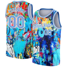 Laden Sie das Bild in den Galerie-Viewer, Custom Graffiti Pattern Light Blue-White 3D Grunge Art Authentic Basketball Jersey
