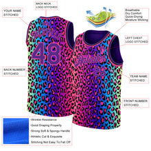 Laden Sie das Bild in den Galerie-Viewer, Custom Purple Pink-Black 3D Pattern Design Leopard Print Authentic Basketball Jersey
