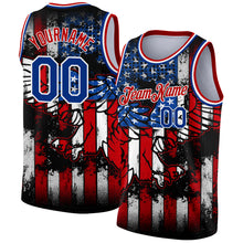 Load image into Gallery viewer, Custom Black Royal-Red 3D Eagle American Flag Authentic Basketball Jersey
