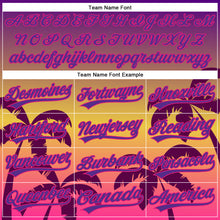 Load image into Gallery viewer, Custom Purple Hot Pink 3D Pattern Design Hawaii Palm Trees Authentic Baseball Jersey
