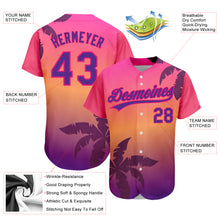 Laden Sie das Bild in den Galerie-Viewer, Custom Hot Pink Purple 3D Pattern Design Hawaii Palm Trees Authentic Baseball Jersey
