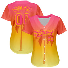 Laden Sie das Bild in den Galerie-Viewer, Custom Neon Pink Yellow 3D Pattern Design Hawaii Palm Trees Authentic Baseball Jersey
