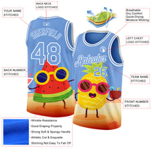 Laden Sie das Bild in den Galerie-Viewer, Custom Light Blue White 3D Pattern Summer Beach Holiday Authentic Basketball Jersey
