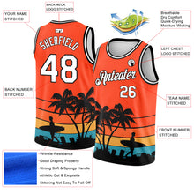 Laden Sie das Bild in den Galerie-Viewer, Custom Orange White-Black 3D Pattern Hawaii Beach Palm Trees Authentic Basketball Jersey
