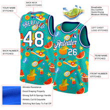 Load image into Gallery viewer, Custom Aqua White-Royal 3D Pattern Summer Hawaii Beach Holiday Authentic Basketball Jersey
