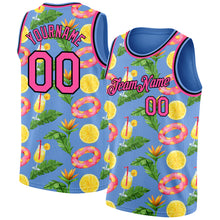 Load image into Gallery viewer, Custom Light Blue Pink-Black 3D Pattern Summer Hawaii Beach Holiday Authentic Basketball Jersey
