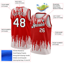 Загрузить изображение в средство просмотра галереи, Custom Red White-Black Abstract Vertical Lines Authentic City Edition Basketball Jersey
