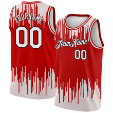 Загрузить изображение в средство просмотра галереи, Custom Red White-Black Abstract Vertical Lines Authentic City Edition Basketball Jersey
