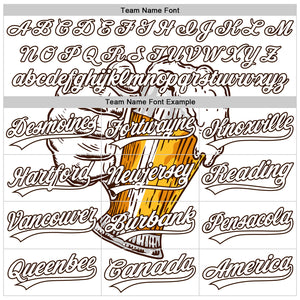 Custom White Brown 3D Pattern Design Beer Festival Authentic Baseball Jersey