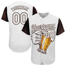 Laden Sie das Bild in den Galerie-Viewer, Custom White Brown 3D Pattern Design Beer Festival Authentic Baseball Jersey
