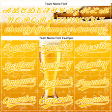 Laden Sie das Bild in den Galerie-Viewer, Custom Yellow White 3D Pattern Design Beer Authentic Baseball Jersey
