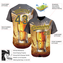 Charger l'image dans la galerie, Custom Steel Gray Yellow 3D Pattern Design International Beer Day Authentic Baseball Jersey
