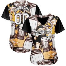 Load image into Gallery viewer, Custom White Black 3D Pattern Design Beer Festival Authentic Baseball Jersey
