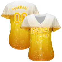 Load image into Gallery viewer, Custom Yellow White 3D Pattern Design Beer Authentic Baseball Jersey
