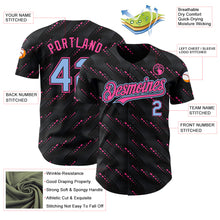 Load image into Gallery viewer, Custom Black Light Blue-Pink 3D Pattern Design Slant Lines Authentic Baseball Jersey
