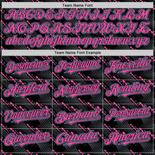 Load image into Gallery viewer, Custom Black Light Blue-Pink 3D Pattern Design Slant Lines Authentic Baseball Jersey
