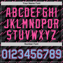 Load image into Gallery viewer, Custom Black Light Blue-Pink 3D Pattern Design Slant Lines Authentic Baseball Jersey
