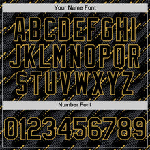 Load image into Gallery viewer, Custom Black Old Gold 3D Pattern Design Slant Lines Authentic Baseball Jersey
