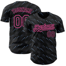 Load image into Gallery viewer, Custom Black Pink 3D Pattern Design Slant Lines Authentic Baseball Jersey

