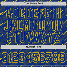 Load image into Gallery viewer, Custom Royal Yellow 3D Pattern Design Slant Lines Authentic Baseball Jersey
