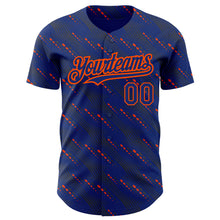 Load image into Gallery viewer, Custom Royal Orange 3D Pattern Design Slant Lines Authentic Baseball Jersey
