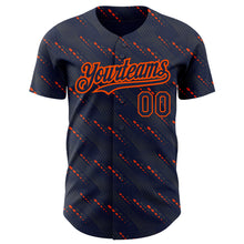 Load image into Gallery viewer, Custom Navy Orange 3D Pattern Design Slant Lines Authentic Baseball Jersey
