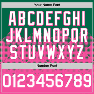 Custom Kelly Green White-Pink 3D Pattern Design Gradient Square Shapes Authentic Baseball Jersey