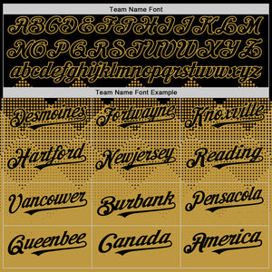 Custom Black Old Gold 3D Pattern Design Gradient Square Shapes Authentic Baseball Jersey