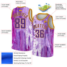 Load image into Gallery viewer, Custom Purple Gold 3D Pattern Design Abstract Liquid Watercolor Style Authentic Basketball Jersey
