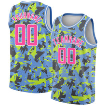 Laden Sie das Bild in den Galerie-Viewer, Custom Light Blue Pink-White 3D Pattern Design Abstract Grunge Art Authentic Basketball Jersey

