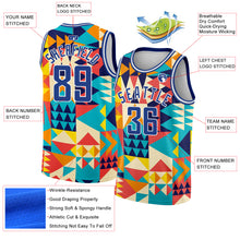 Load image into Gallery viewer, Custom Aqua Royal-White 3D Pattern Design Geometric Shapes Authentic Basketball Jersey
