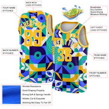 Laden Sie das Bild in den Galerie-Viewer, Custom Royal Gold-White 3D Pattern Design Abstract Geometric Shapes Authentic Basketball Jersey
