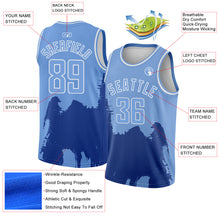 Load image into Gallery viewer, Custom Light Blue White 3D Pattern Design Abstract Grunge Halftone Art Authentic Basketball Jersey
